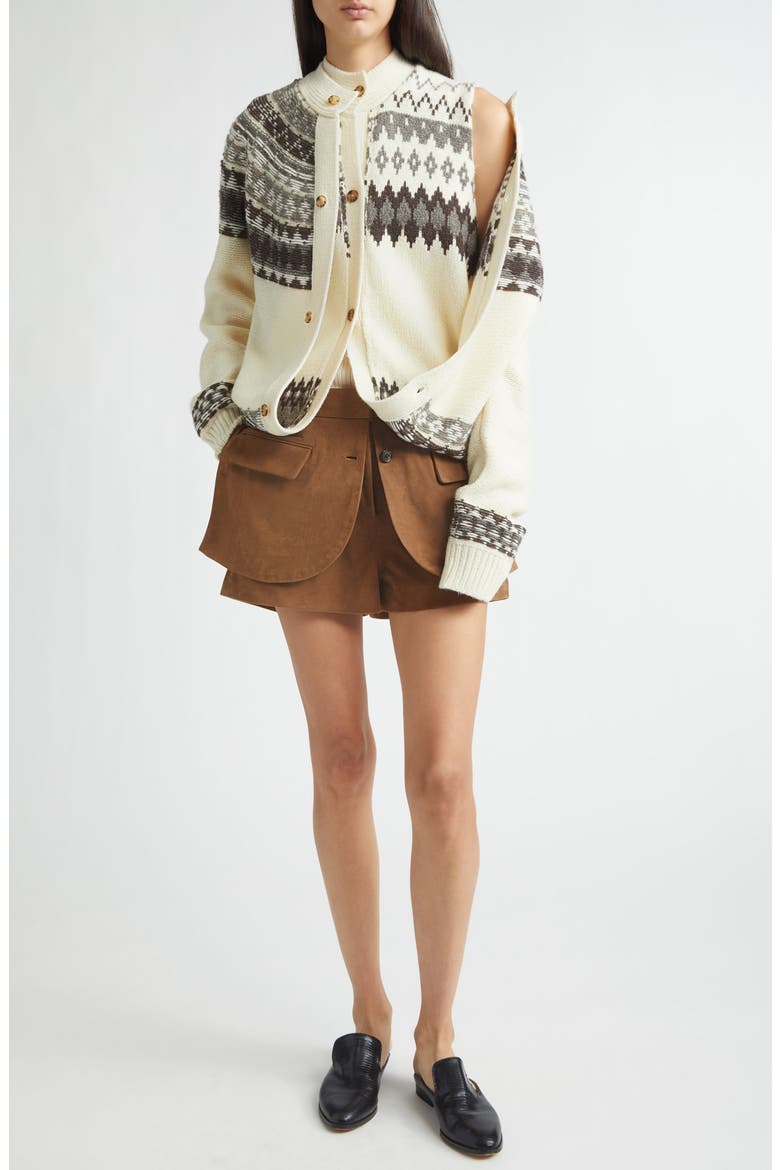 Fold-Up Fair Isle Wool Blend Cardigan, Alternate, color, IVORY MULTI