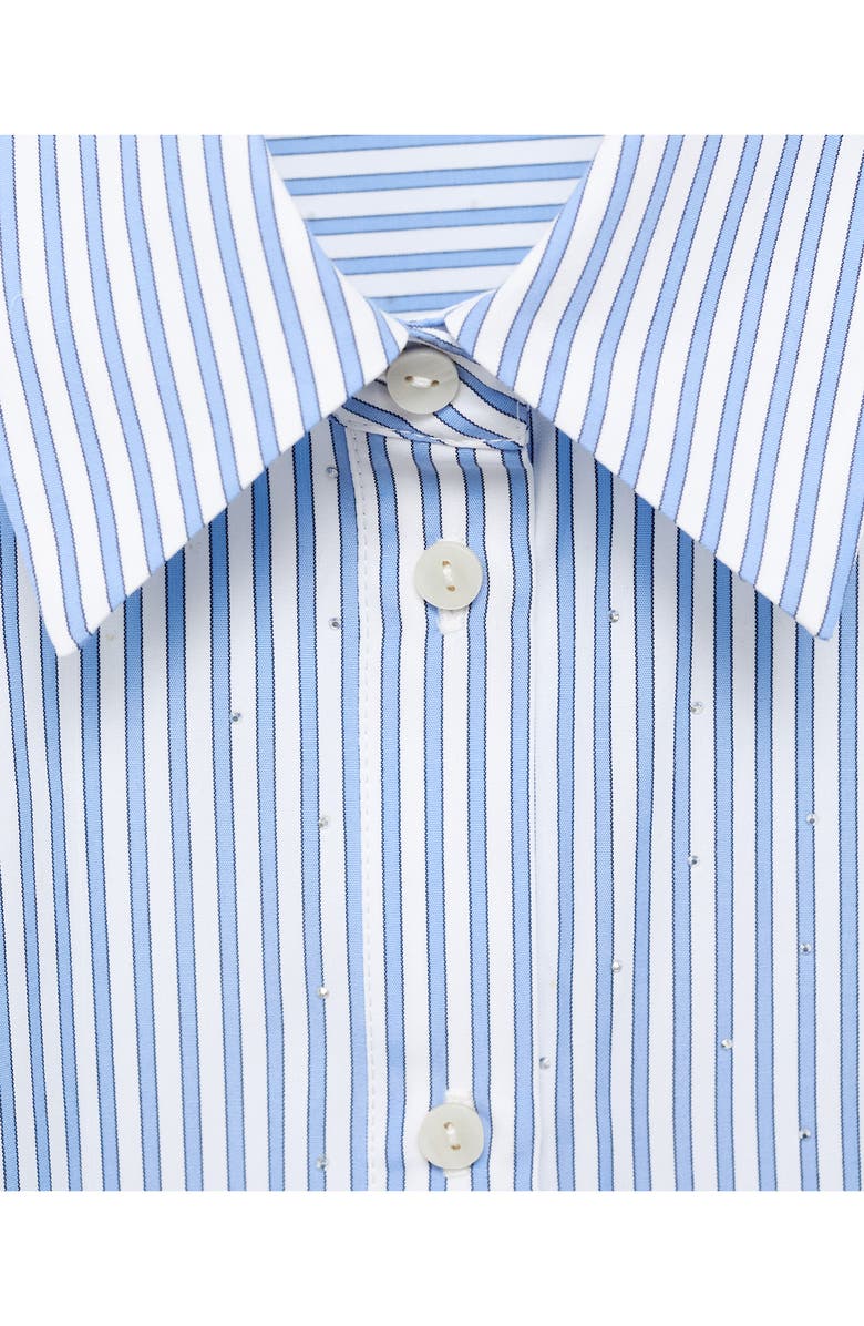 MANGO Embellished Stripe Button-Up Shirt, Alternate, color, Blue