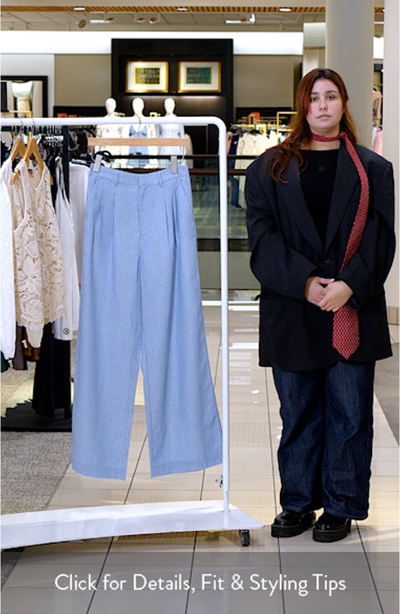 Linsey Pinstripe Wide Leg Cotton & Linen Pants, sales video thumbnail