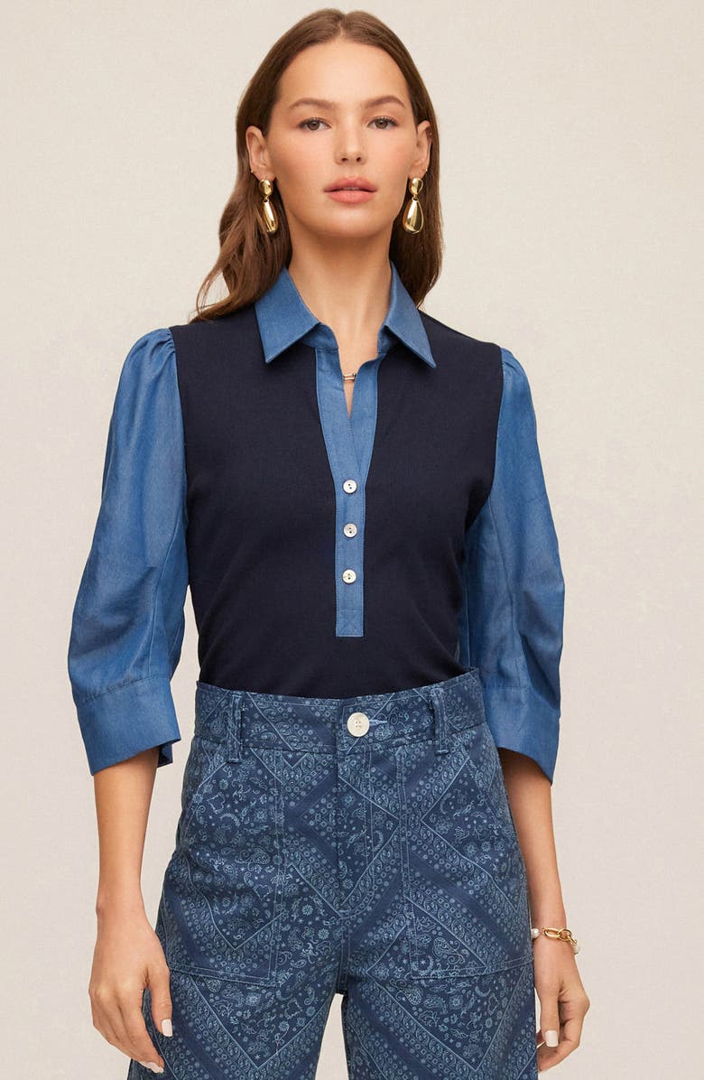 FIFTEEN TWENTY Camden Mixed Media Henley Top, Alternate, color,