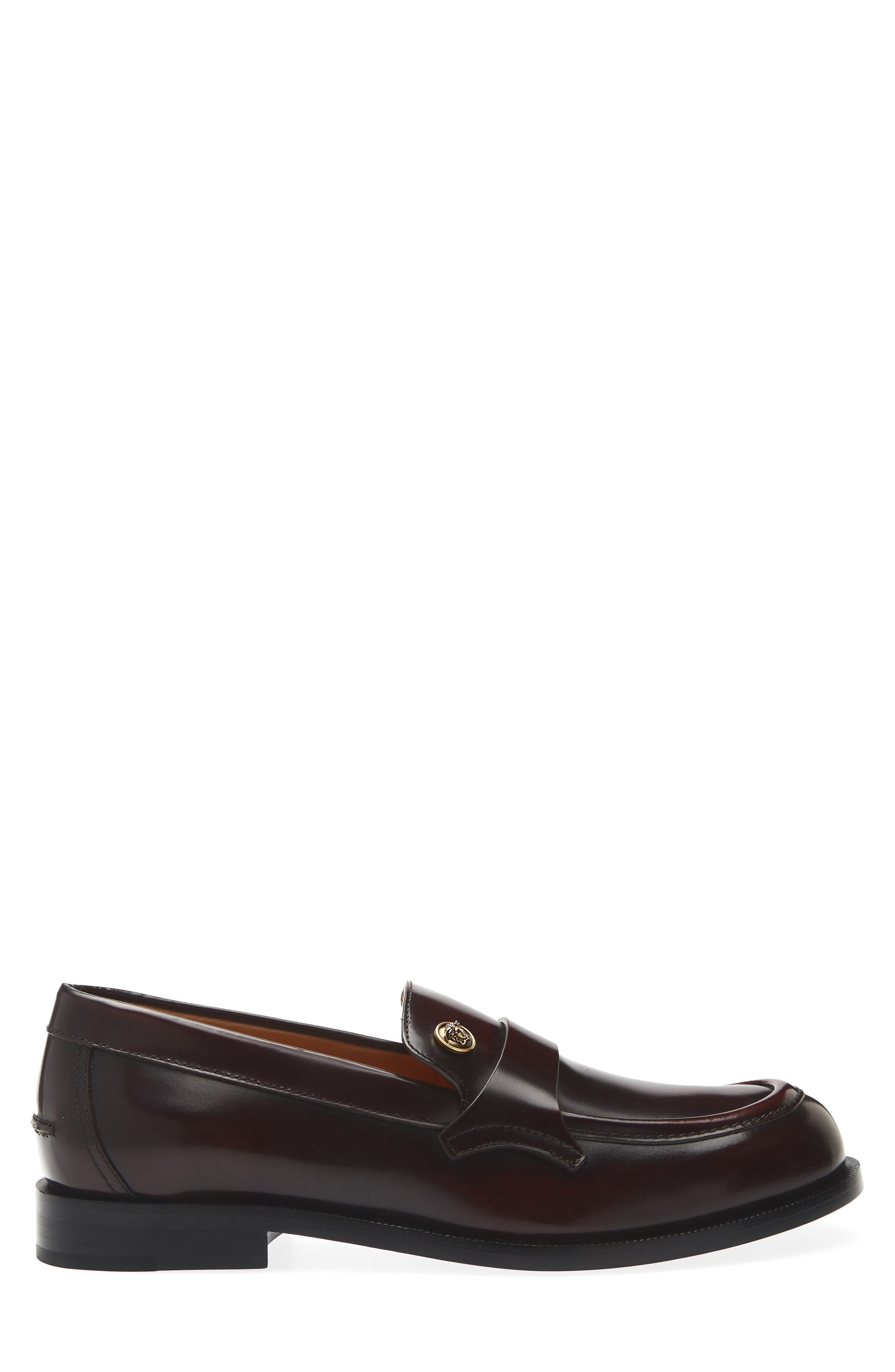 Leather Penny Loafer, Alternate, color, DARK BURGUNDY-GOLD 82