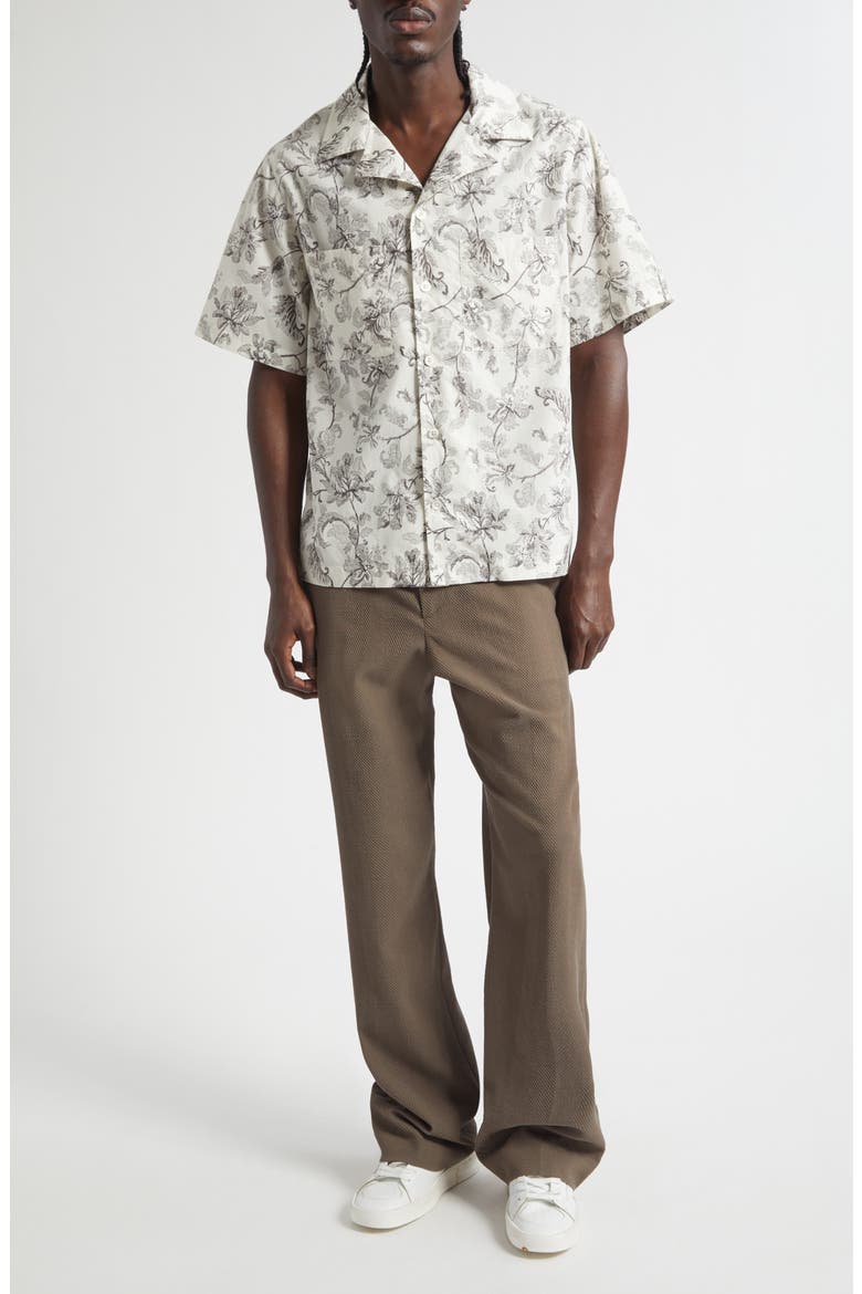 Boxy Floral Camp Shirt, Alternate, color, DUSTY WHITE/ BLACK