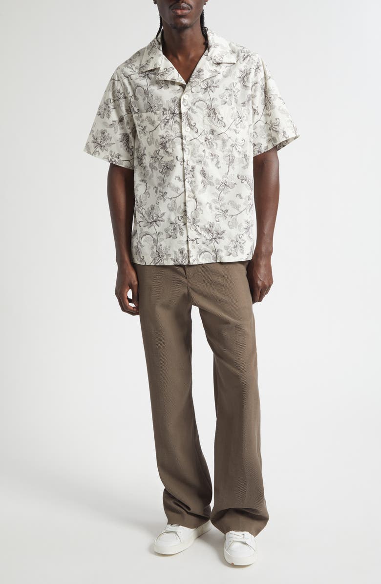 Golden Goose Boxy Floral Camp Shirt, Alternate, color, Dusty White/ Black