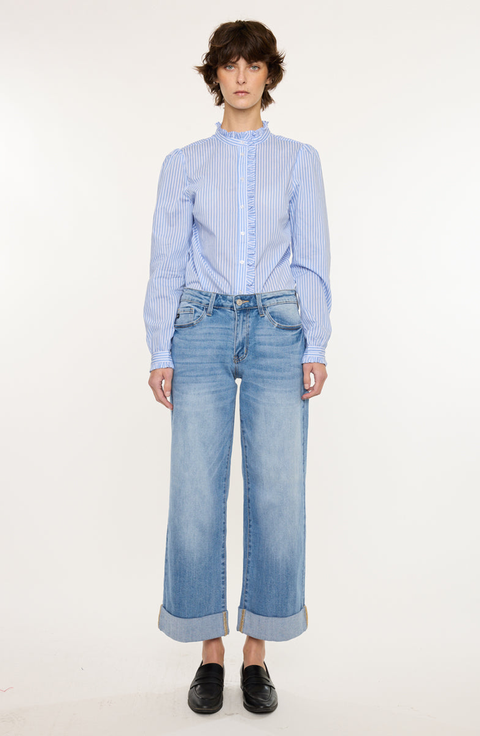 Angie Mid Rise Crop Wide Jeans