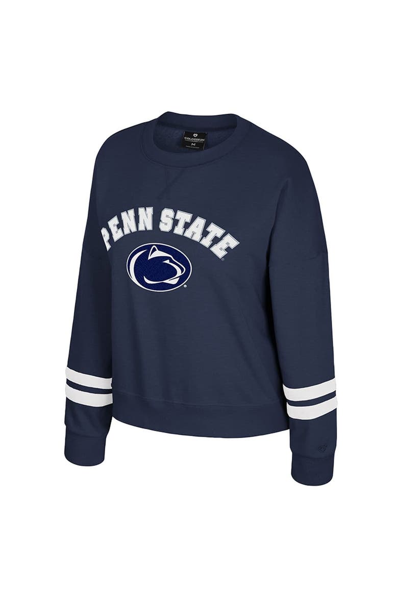 Women's Colosseum Navy Penn State Nittany Lions Splashy Crewneck Fleece Sweatshirt, Alternate, color, Navy