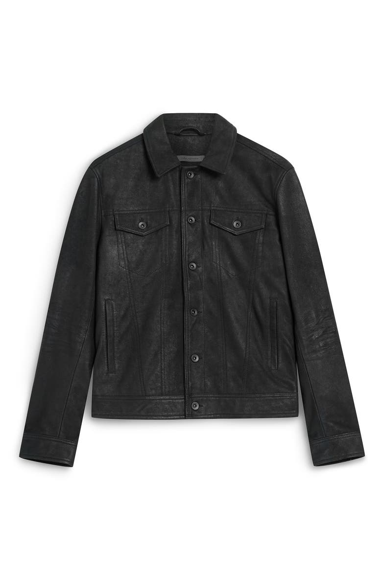 John Varvatos Andrew Sheepskin Leather Trucker Jacket, Alternate, color, Black