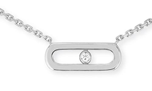 Messika Move Uno Diamond Pendant Double Layer Necklace In White Gold