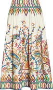 Etro Floral Paisley Pleated Cotton Voile Midi Skirt