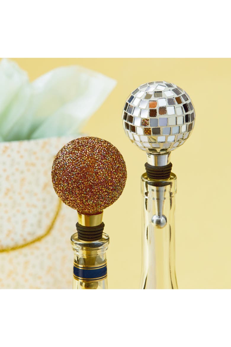 Disco Ball Bottle Stopper Silver Glass Everyday, Alternate, color, Silver
