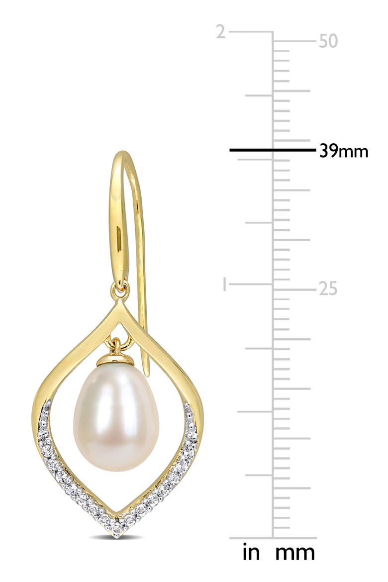 Diamond Pavé Orbital 8-8.5mm Cultured Freshwater Pearl Earrings - 0.3 ctw, Alternate, color, WHITE