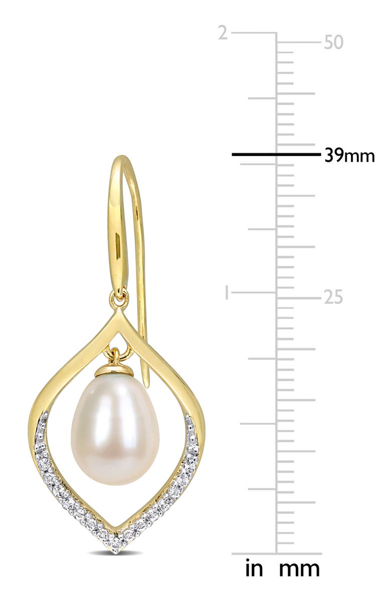 DELMAR Diamond Pavé Orbital 8-8.5mm Cultured Freshwater Pearl Earrings - 0.3 ctw, Alternate, color, White