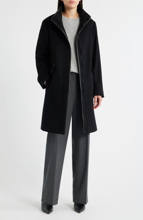 Jagger Wool Coat with Leather Trim