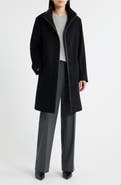 Fleurette Jagger Wool Coat with Leather Trim