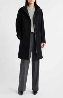 Jagger Wool Coat with Leather Trim