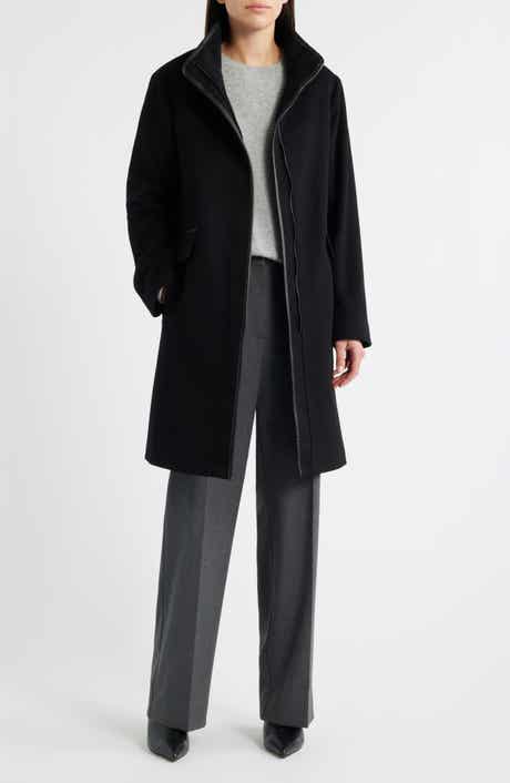 Jagger Wool Coat with Leather Trim
