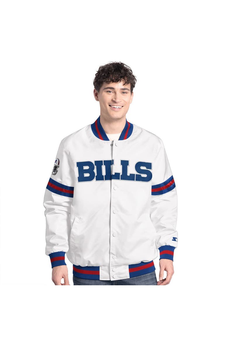 Men's Starter  White Buffalo Bills Scout Full-Snap Varsity Jacket, Main, color, White