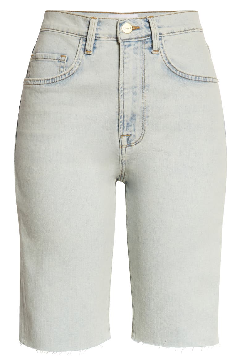 Le Vintage Raw Edge High Waist Denim Bermuda Shorts, Alternate, color, DIVISADERO