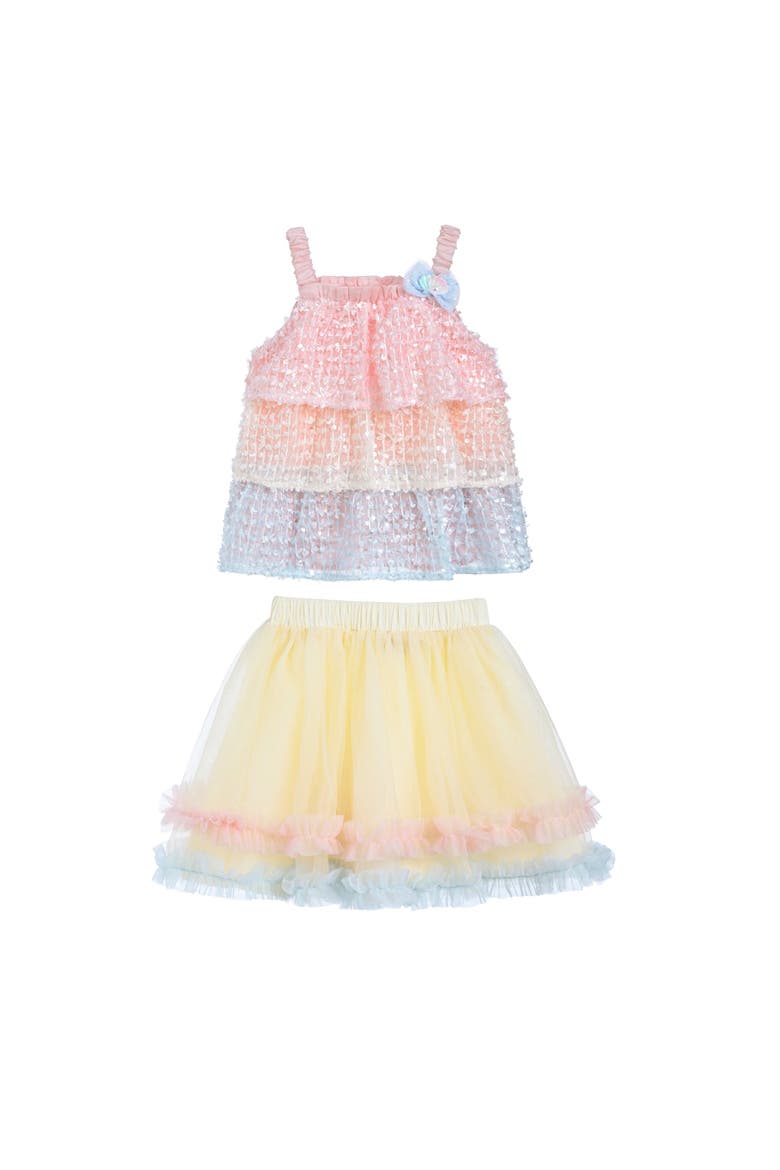 Sunset Layered Dress Set, Alternate, color, Salmon