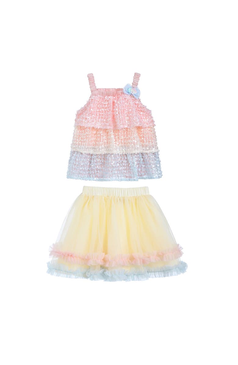 Mimi Tutu Sunset Layered Dress Set, Alternate, color, Salmon
