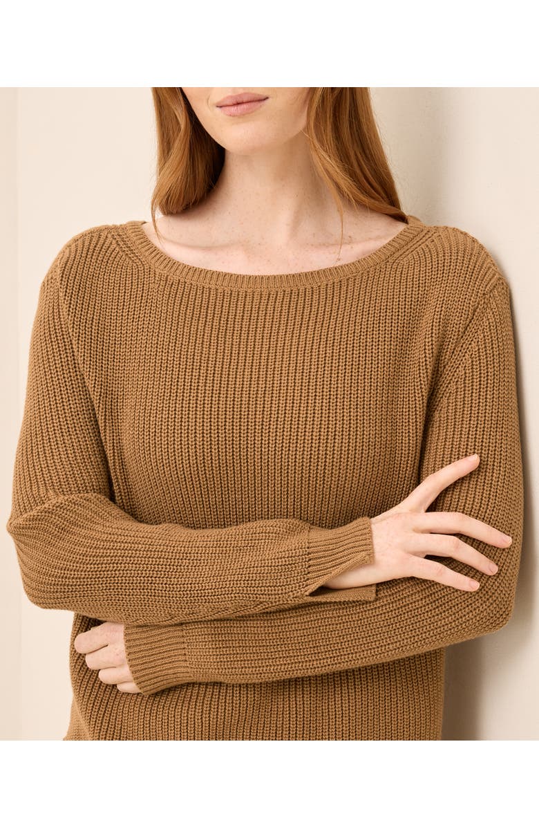 Pact Luxe Knit Boatneck Sweater, Alternate, color, Brown Sugar Heather