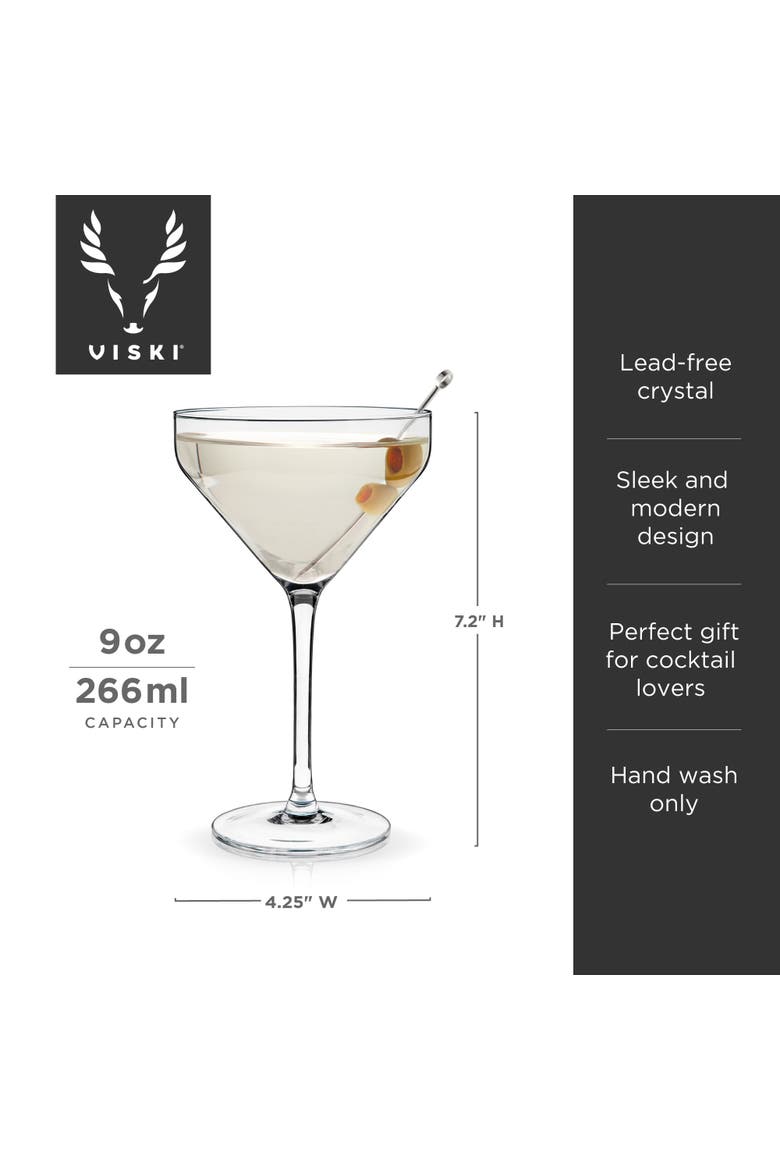 Raye Crystal Angled Martini Glasses Set of 2, Alternate, color, Clear