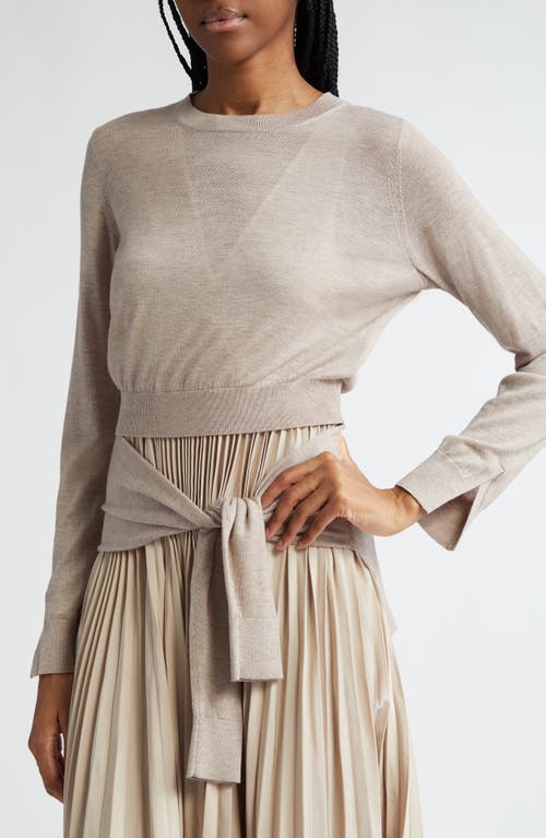 3.1 Phillip Lim Two-piece Tie Waist Long Sleeve Pleated Dress In Taupe
