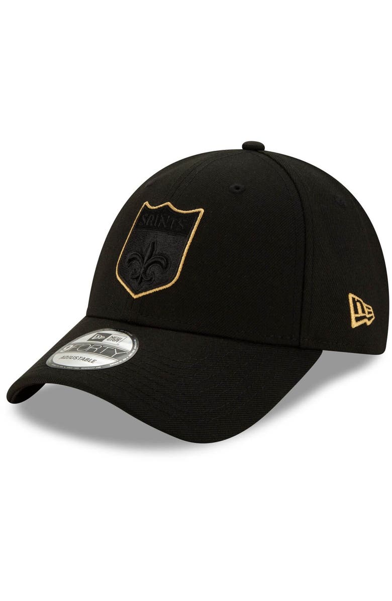 New Era Men's New Era Black New Orleans Saints Throwback Logo Momentum 9FORTY Adjustable Snapback Hat, Main, color,