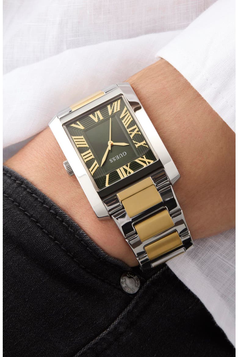 Clyde Two-Tone Bracelet Tank Watch, 34mm, Alternate, color, GOLD
