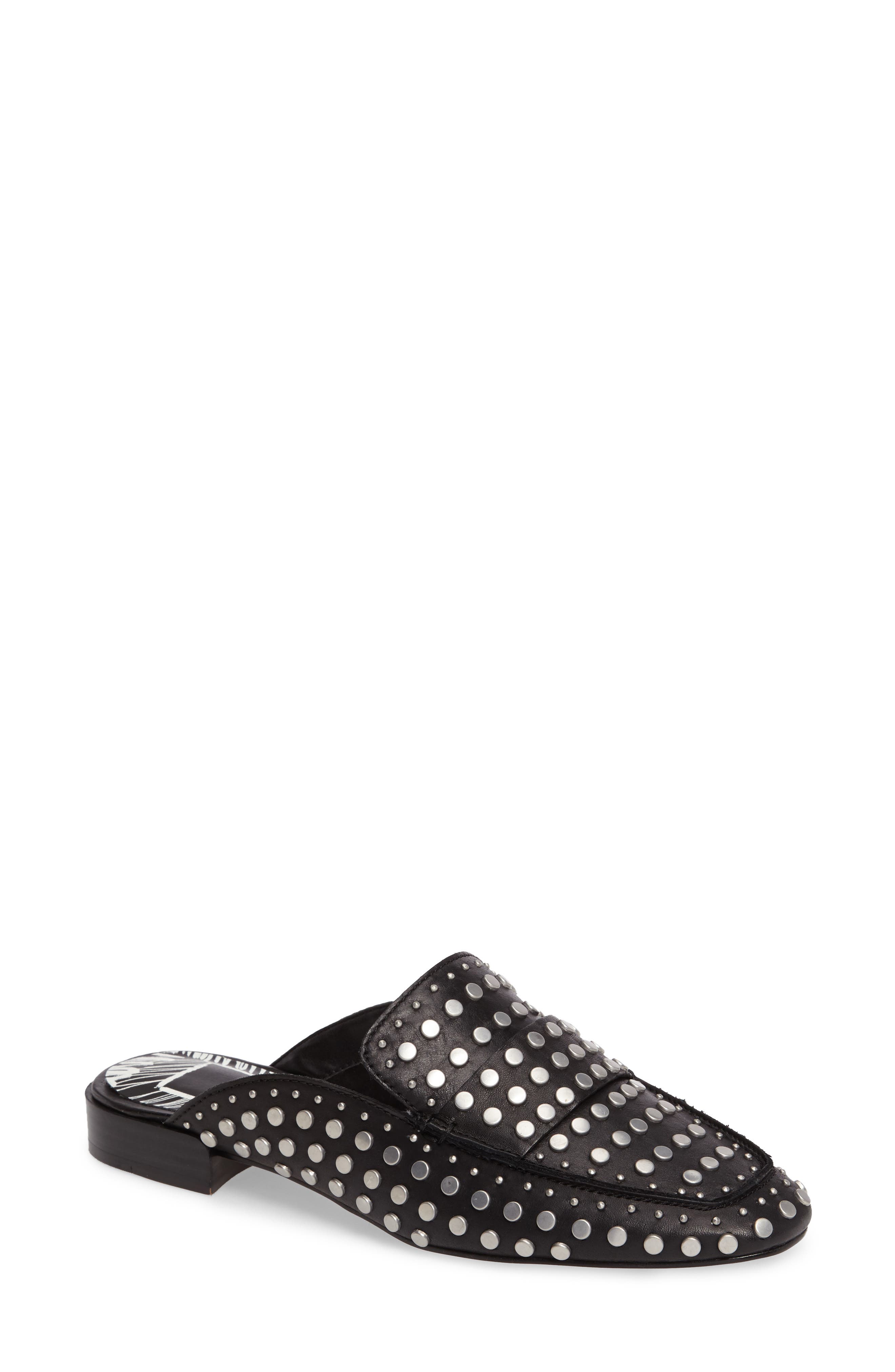 Maura Studded Mule, Main, color, BLACK LEATHER