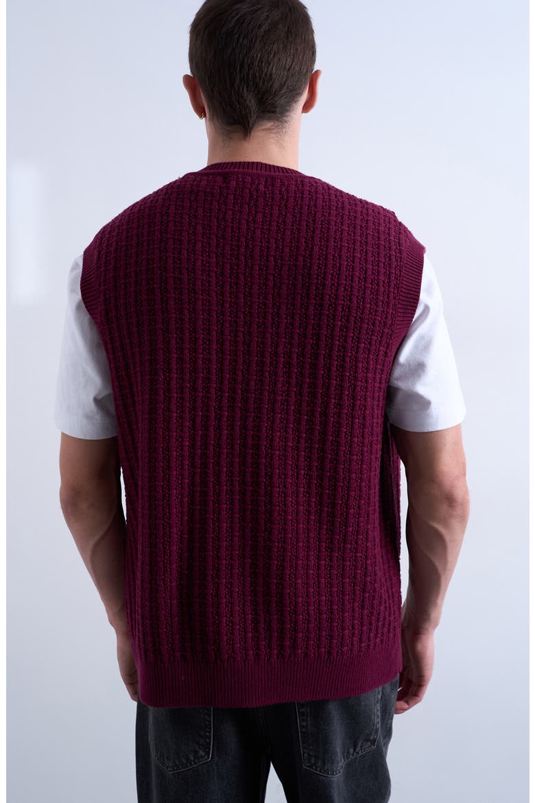 Cable Stitch Sweater Vest, Alternate, color, BURGUNDY