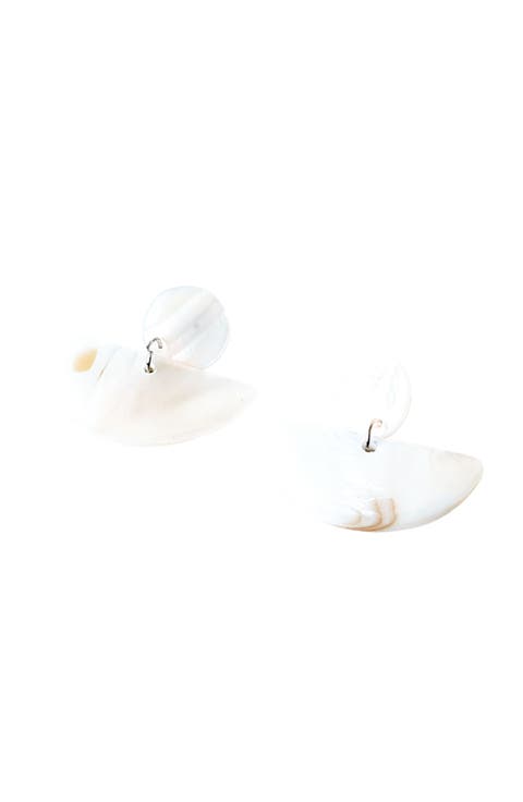 Mother-of-Pearl Geometric Coin Stud Earrings
