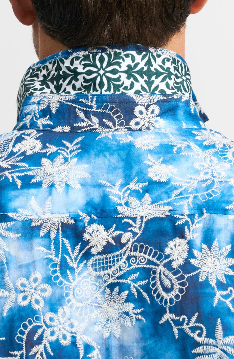 Robert Graham Superior Embroidered Button-Up Shirt, Alternate, color, Blue