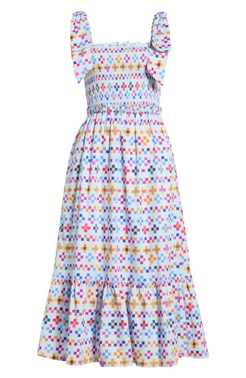Kessa Mitzy Geo Smocked Midi Dress (Plus)