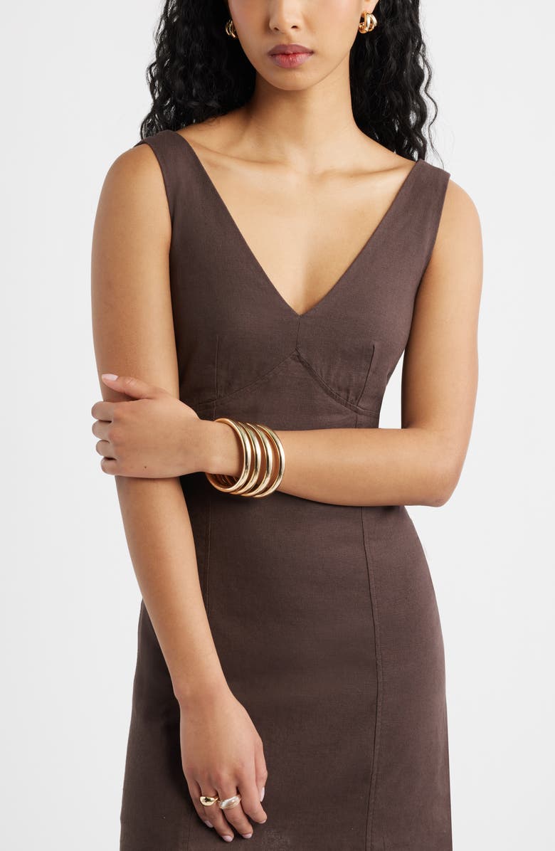 Open Edit Set of 4 Polished Bangle Bracelets, Alternate, color, Gold