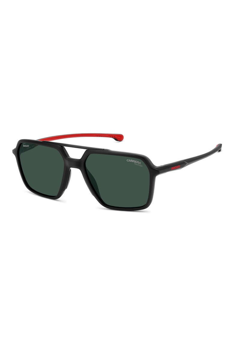 x Ducati Carduc 55mm Rectangular Aviator Sunglasses, Alternate, color, MATTEBLACK/ GREEN POLAR