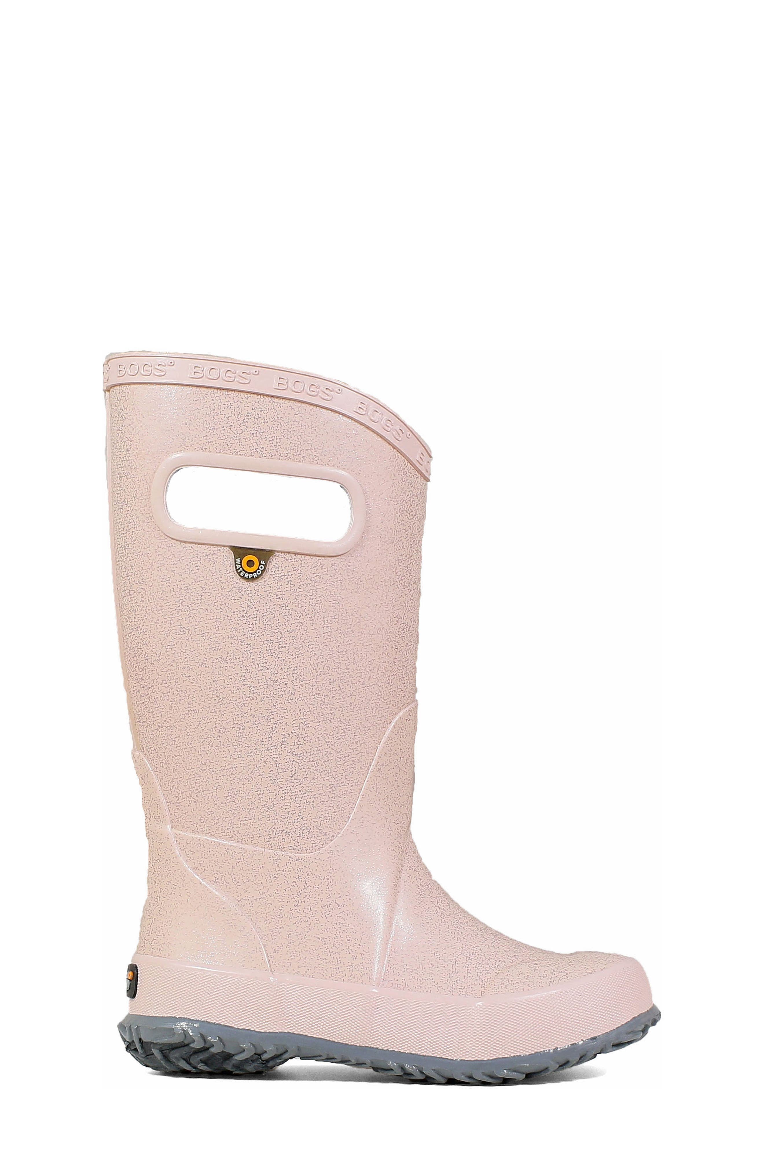 Bogs Glitter Waterproof Rain Boot, Alternate, color, Rose Gold
