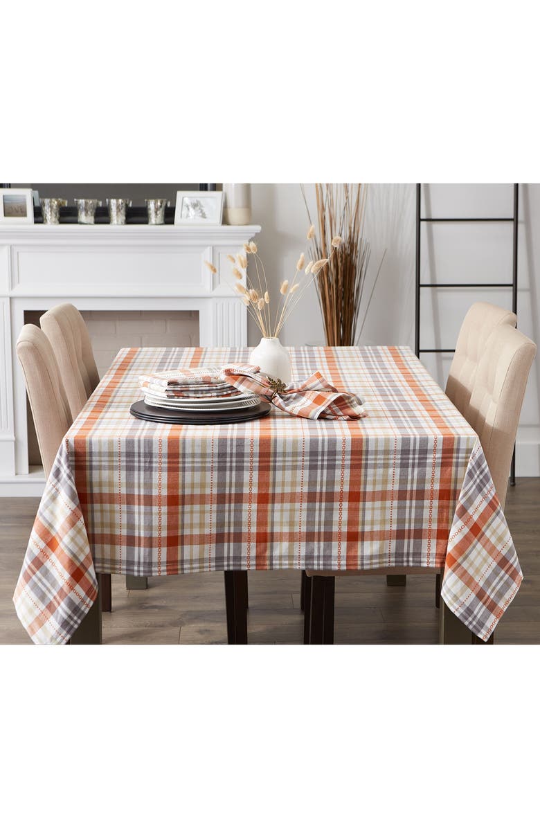 Design Imports Autumn Afternoon Plaid Cotton Tablecloth, Alternate, color, Autumn Afternoon Plaid
