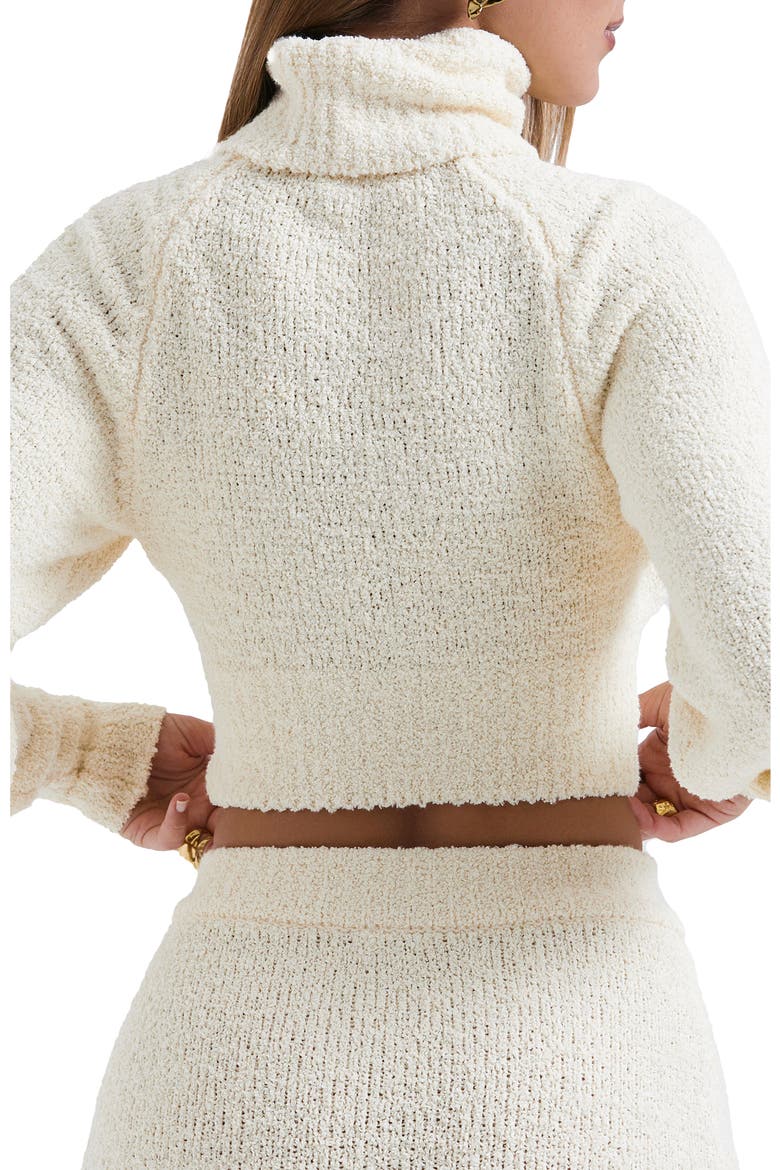 Nyala Bouclé Crop Turtleneck Sweater, Alternate, color, CREAM
