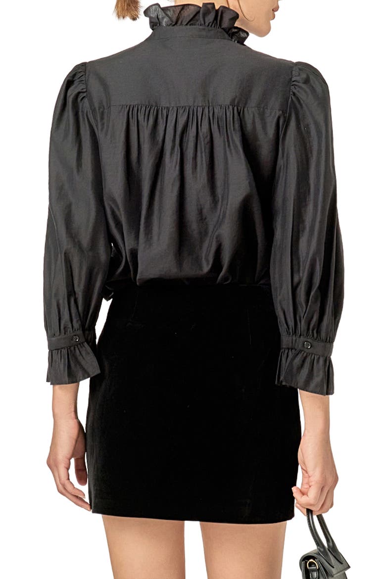 Ruffle Detail Shirt, Alternate, color, BLACK