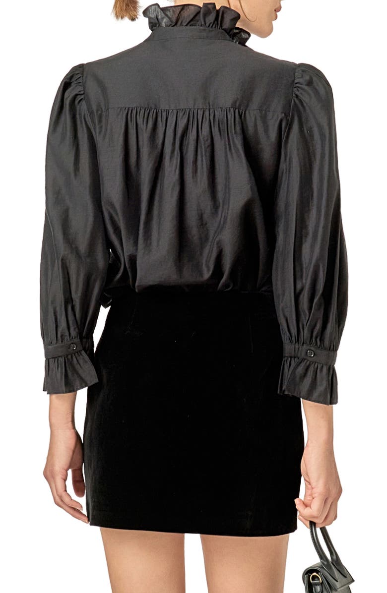 English Factory Ruffle Detail Shirt, Alternate, color, Black