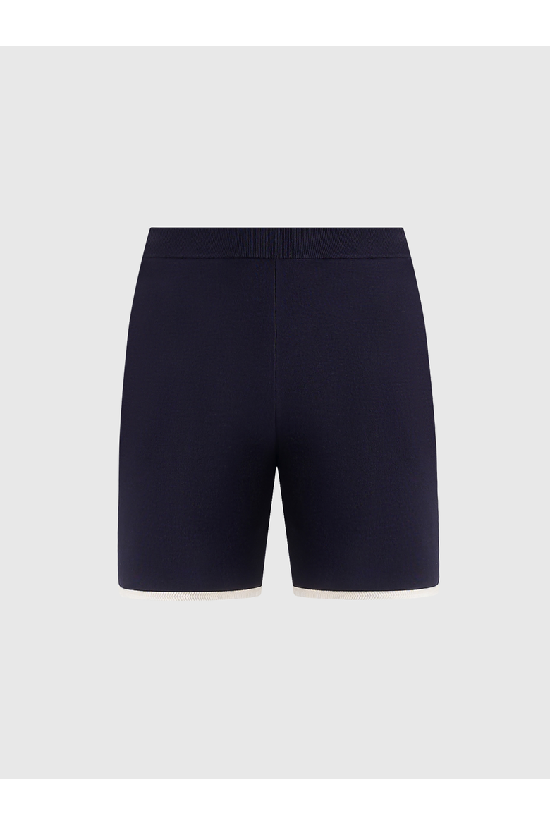 Regis Contrast Detail Knit Shorts, Alternate, color, Navy