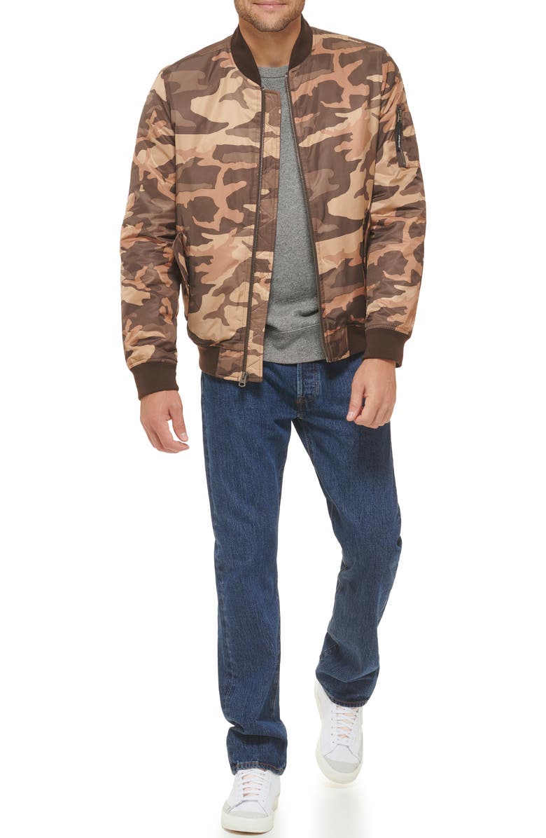 Levi's<sup>®</sup> Filled Flight Bomber Jacket, Alternate, color, Brown/ Coral