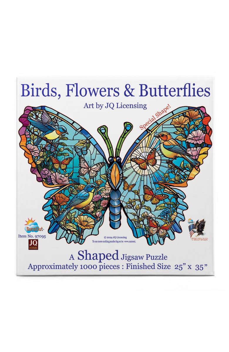Sunsout Birds, Flowers and Butterflies 1000 piece Jigsaw Puzzle for Adults Special Shape, Alternate, color, Multicolor