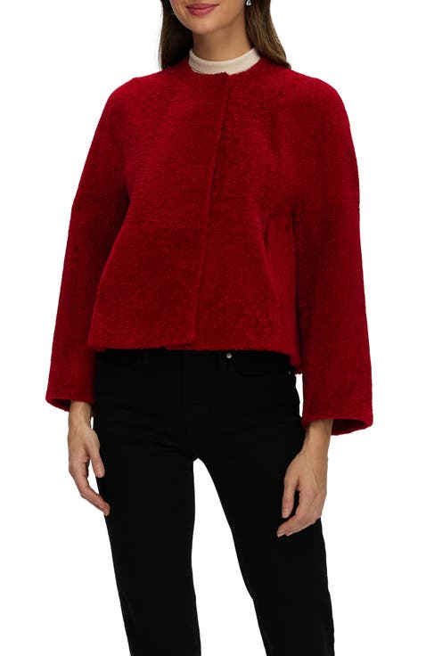 Genuine Shearling Jacket with 3/4 Sleeves and Reversible