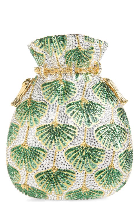 Ginkgo Crystal Embellished Pouch