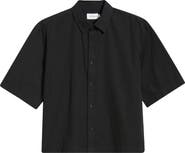 Topman Crop Short Sleeve Cotton Poplin Button-Up Shirt