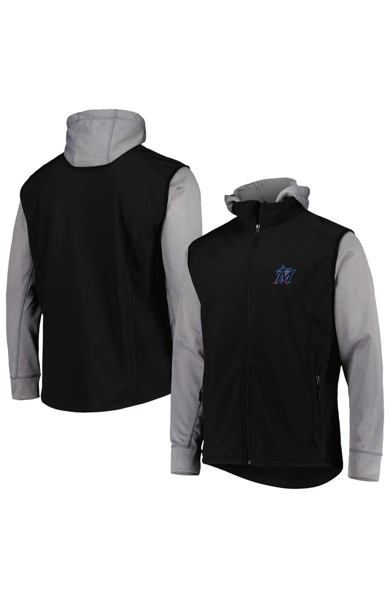 DUNBROOKE Men's Dunbrooke Black/Heather Gray Miami Marlins Alpha Full-Zip Jacket, Main, color, Black