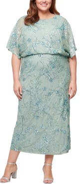 SL FASHIONS Sequin Blouson Midi Dress