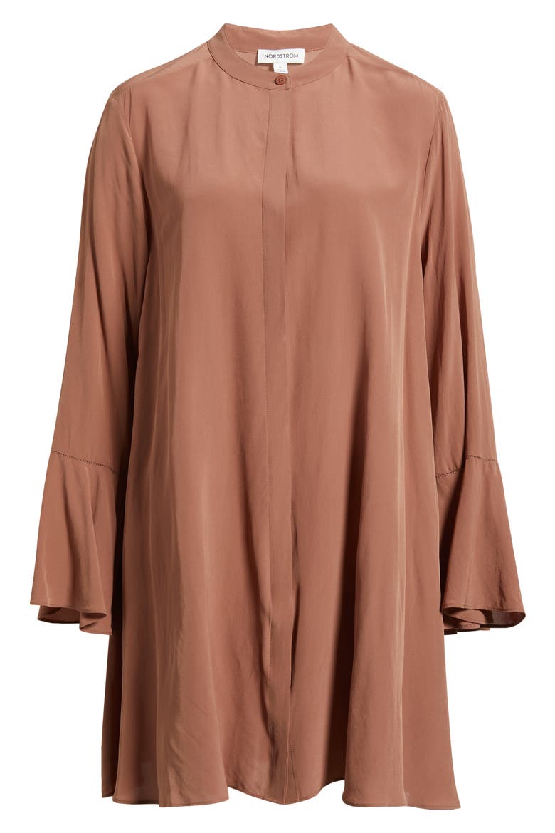 Long Sleeve Minidress, Alternate, color, BROWN CLOVE