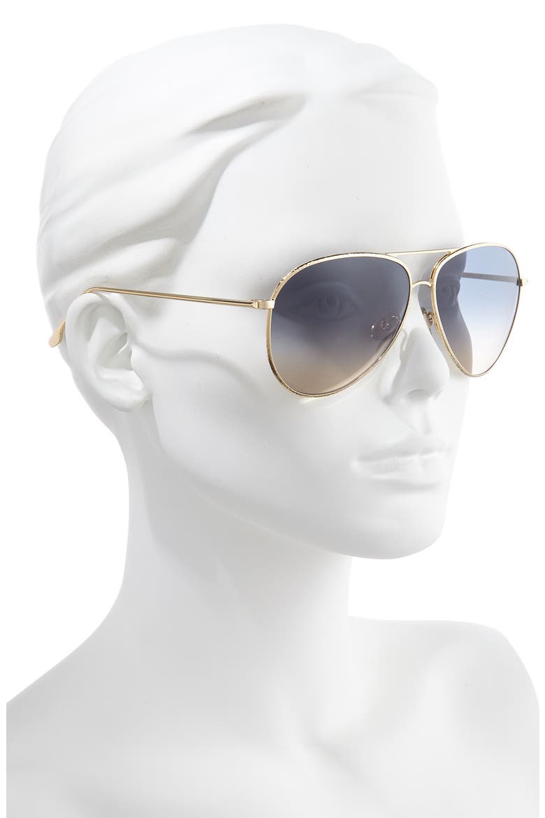 62mm Oversize Gradient Aviator Sunglasses, Alternate, color, GOLD/ TEAL